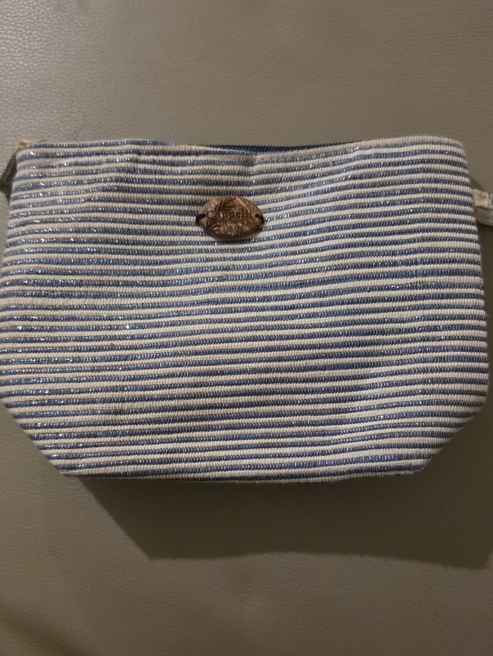 Cappelli Straworld Blue and White Striped Cosmetic Pouch